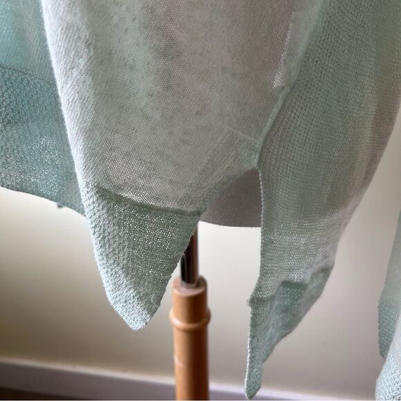 VINCE Pastel Aqua Blue Linen V-Neck Light weight Coastal Sweater - Large - Picture 3 of 11